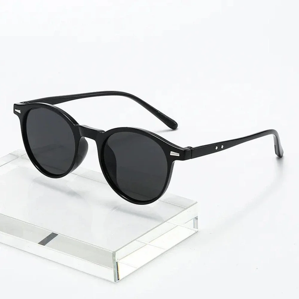 Mens Black Round Sunglasses Retro Classic Vintage Style Shades Sophisticated New